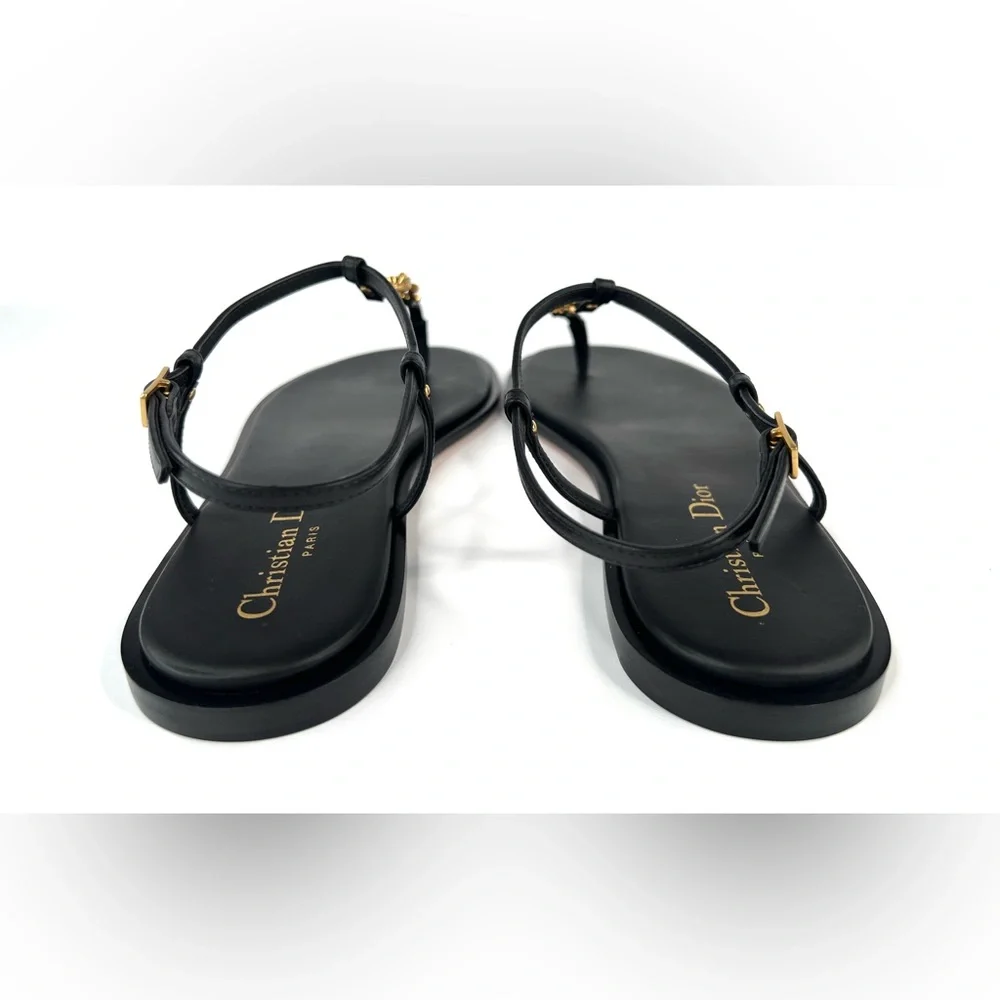 Dior  C'est Dior Thong Sandals Christian Dior Logo CD Leather Flats Size EU 38 - Picture 7 of 16